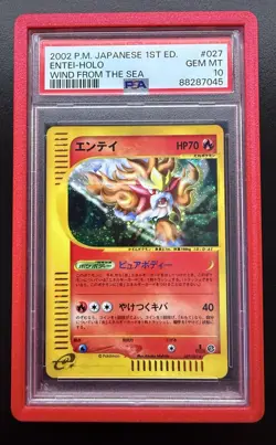 2002 Pokemon Japanese Wind From The Sea 1st Edition Entei #027 Holo Rare PSA 10 - Image 1