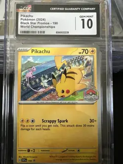 CGC 10 Pikachu 190 Black Star Promo 2024 Pokemon World Championships - Image 3