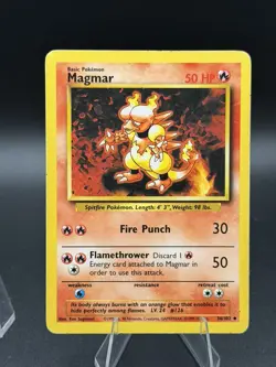 Pokemon TCG Magmar Regular Unlimited Uncommon Base Set 36/102 Medium Played - Image 1