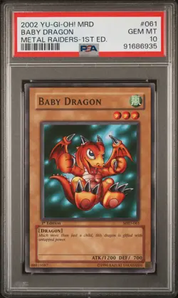 2002 YU-GI-OH! MRD-METAL RAIDERS 1ST ED #061 BABY DRAGON PSA 10 - Image 1