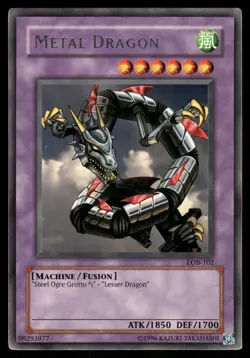 Yugioh Metal Dragon LOB-102 Rare Unlimited NM - Image 1