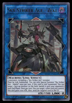 Yugioh Sky Striker Ace - Zeke DUOV-EN024 Ultra Rare 1st Edition NM - Image 1