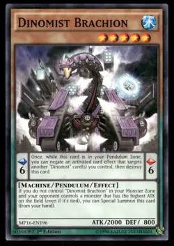 Yugioh Dinomist Brachion MP16-EN196 Common 1st Edition NM - Image 1