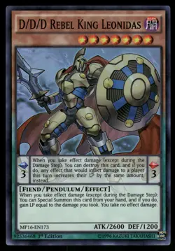 Yugioh D/D/D Rebel King Leonidas MP16-EN173 Super Rare Unlimited NM - Image 1