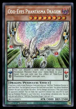 Yugioh Odd-Eyes Phantasma Dragon BLCR-EN075 Secret Rare 1st Edition NM - Image 1