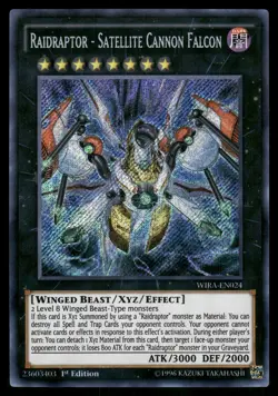 Yugioh Raidraptor Satellite Cannon Falcon WIRA-EN024 Secret Rare 1st Edition NM - Image 1