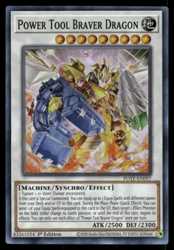 Yugioh Power Tool Braver Dragon POTE-EN097 Super Rare 1st Edition NM - Image 1