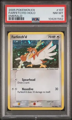 2005 POKEMON EX EMERALD #107 FARFETCH'D-HOLO PSA 8 - Image 1