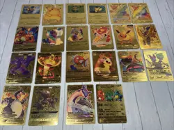 Lot of 22 Pokemon Gold Fan Art Collector's Cards Charizard, Pikachu & Others - Image 1