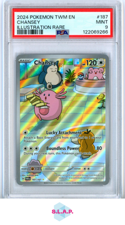 CHANSEY POKEMON 187/167 2024 TWILLIGHT MASQUERADE ILL RARE EN PSA 9 - Image 1