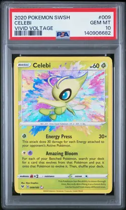 2020 POKEMON SWORD & SHIELD VIVID VOLTAGE #009 CELEBI PSA 10 - Image 1