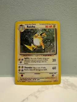 Raichu 14/102 - Holo Rare - Base Set - Unlimited - Pokemon TCG - HP/Damaged - Image 1