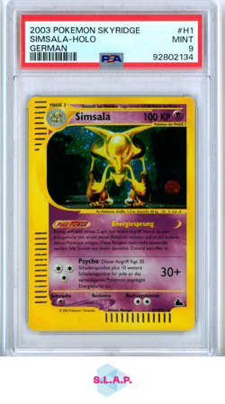 SIMSALA-HOLO GERMAN POKEMON SKYRIDGE 2003 H1 PSA 9 - Image 1
