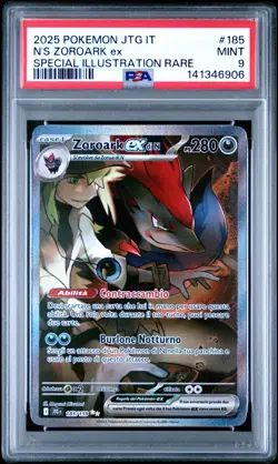 Pokemon PSA 9 N'S Zoroark Ex #185 JTG IT Special Illustration Rare 2025 Italiano - Image 2