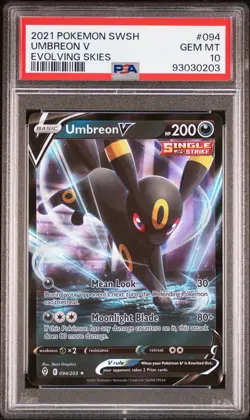 2021 POKEMON SWORD & SHIELD EVOLVING SKIES UMBREON V #094 PSA GEM MT 10 - Image 1