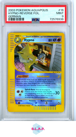 HYPNO-REVERSE FOIL GERMAN POKEMON AQUAPOLIS 2003 16 POP 1 PSA 9 - Image 1