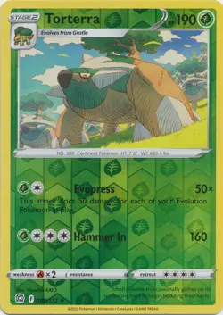 Reverse Holo Torterra 008/172 Rare Brilliant Stars Pokemon TCG - Image 1