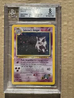 2000 Pokemon Gym Heroes Unlimited Sabrina's Gengar #14 Holo BGS 8 - Image 1