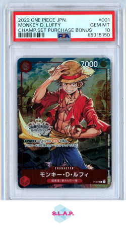 MONKEY D. LUFFY CHAMP.SET PURCHASE BONUS ONE PIECE JAP PRMS 2022 001 PSA 10 - Image 1
