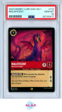 MALEFICENT DISNEY LORCANA EN 1-THE FIRST CHAPTER 2023 113 PSA 10 - Image 1