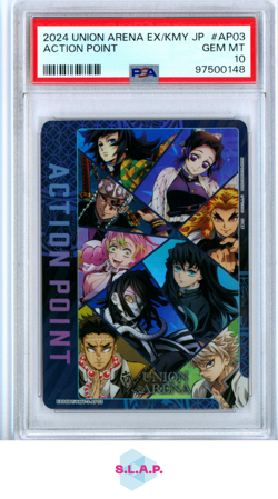 ACTION POINT UNION ARENA JAPANESE EX05BT/KMY DEMON SLAYER VOL.2 2024 AP03 PSA 10 - Image 1