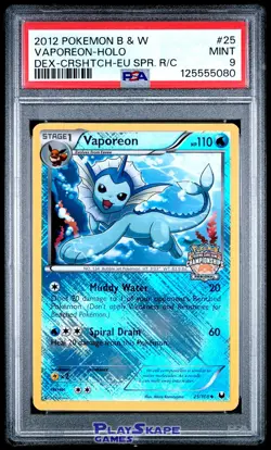 Pokemon Card PSA 9 Vaporeon 25/108 Dark Explorers Holo Regional Promo EU 2012 #1 - Image 1