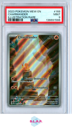 CHARMANDER ILLUSTRATION RARE POKEMON MEW EN-151 2023 168 PSA 9 - Image 1