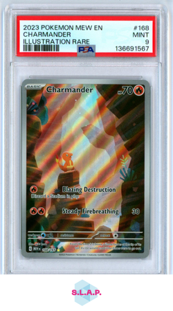 CHARMANDER ILLUSTRATION RARE POKEMON MEW EN-151 2023 168 PSA 9 - Image 1