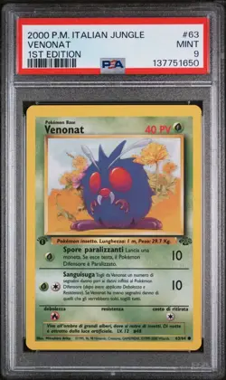 Pokemon PSA 9 Venonat #63 1st Ed Jungle 2000 Italiano - Image 2