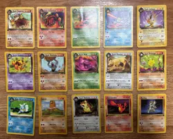 Lot of 15 Vintage Rare 1999 Pokemon TCG Team Rocket Cards - No Duplicates - Image 1