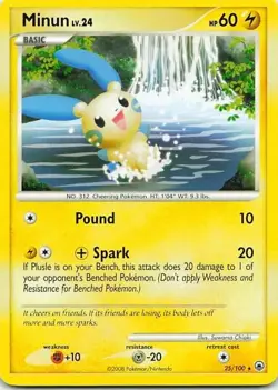 Minun 25/100 Majestic Dawn Rare NM Pokemon TCG - Image 1