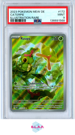 CATERPIE ILLUSTRATION RARE POKEMON GERMAN MEW DE-151 2023 172 PSA 9 - Image 1