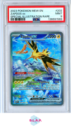 ZAPDOS EX SPECI4L ILLUSTRATION RARE POKEMON MEW EN-151 2023 202 PSA 9 - Image 1