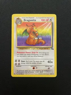 Pokemon Dragonite Fossil Rare Unlimited Regular 19/62 100 HP Pokemon TCG - Image 1