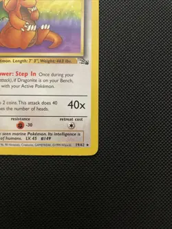 Pokemon Dragonite Fossil Rare Unlimited Regular 19/62 100 HP Pokemon TCG - Image 4