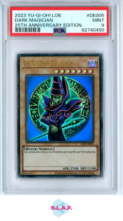 DARK MAGICIAN YU-GI-OH! LOB WHITE DRAGON 25TH ANN. EDI 2023 DE005 PSA 9 - Image 1