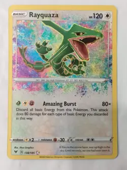 Rayquaza 138/185 Amazing Rare Vivid Voltage 2020 Pokemon Card - NM - Image 1
