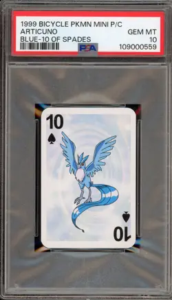 Pokemon Articuno 10 of Spades Bicycle Mini Blue Playing Cards PSA 10 Gem Mint - Image 1