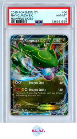 RAYQUAZA EX ROARING SKIES POKEMON XY ROARING SKIES 2015 60 PSA 8 - Image 1