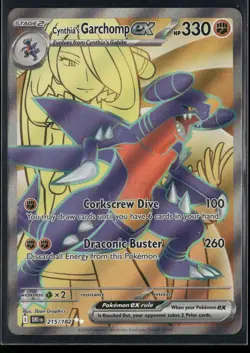 ✰ CYNTHIA'S GARCHOMP EX 215/182 ULTRA RARE DESTINED RIVALS POKEMON ✰ NM/M - Image 2
