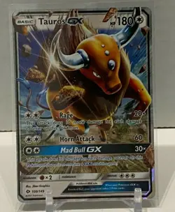 Pokemon - Sun & Moon Base Set - Tauros GX 100/149 NM - Image 1