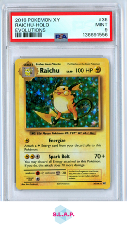 RAICHU-HOLO EVOLUTIONS POKEMON XY EVOLUTIONS 2016 36 PSA 9 - Image 1
