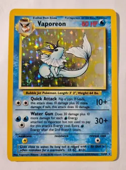 Pokemon Card - TCG Vaporeon (No Jungle Symbol) Holo Card #12/64 - Image 3