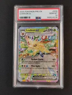 2025 Pokemon Prismatic Evolutions Leafeon ex 006/131 PSA 10 GEM MINT - Image 1