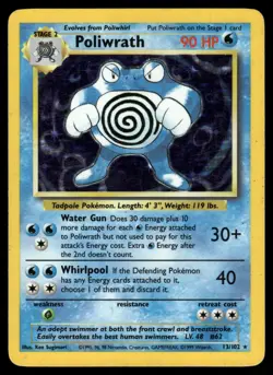 Poliwrath 13/102 Holo Holo Rare Base Set Unlimited Pokemon Lightly Played - Image 1
