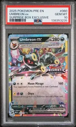2025 Pokemon Umbreon Ex Surprise Box 060/131 Prismatic Evolutions Stamp - PSA 10 - Image 1