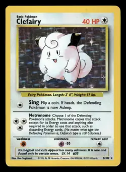 Clefairy 5/102 Base Set BS Holo MP - Image 2