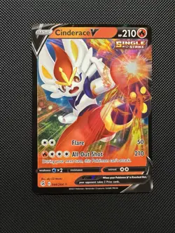 Pokemon TCG Cinderace V 044/264 SWSH08: Fusion Strike Ultra Rare Near Mint - Image 1