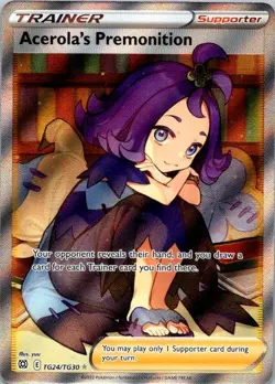 Pokemon TCG Acerola's Premonition Full Art Holo TG24/30 Trainer NM (SKU 1-2) - Image 1