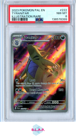 TYRANITAR POKEMON 222/193 2023 PALDEA EVOLVED ILLUSTARTION RARE ENGLISH PSA 8 - Image 1